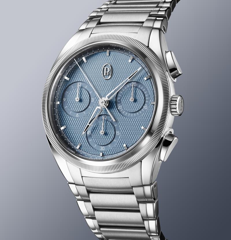 Tonda PF Chronograph精鋼礦物藍腕錶，搭載自製自動上鍊機芯，精鋼錶殼，時間顯示、計時功能，錶徑40mm。（Parmigiani Fleurier提供）
