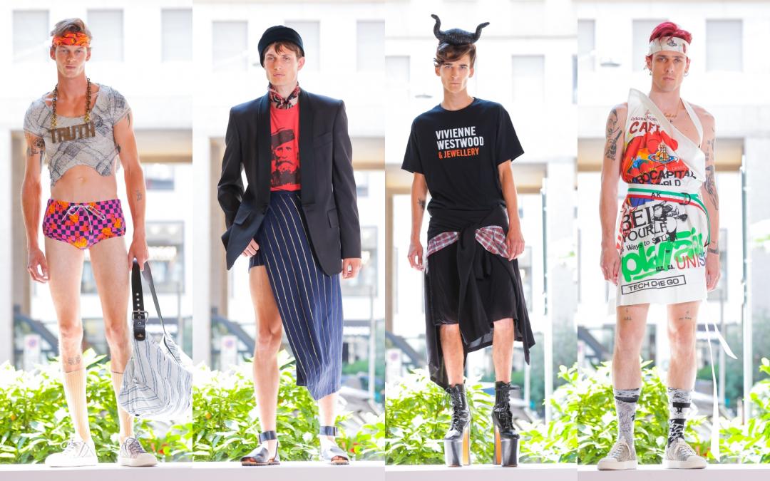 不對稱的設計、男人穿高跟鞋，或是標語流浪風大T-Shirt等，全都是Vivienne Westwood標誌性的叛逆宣言。