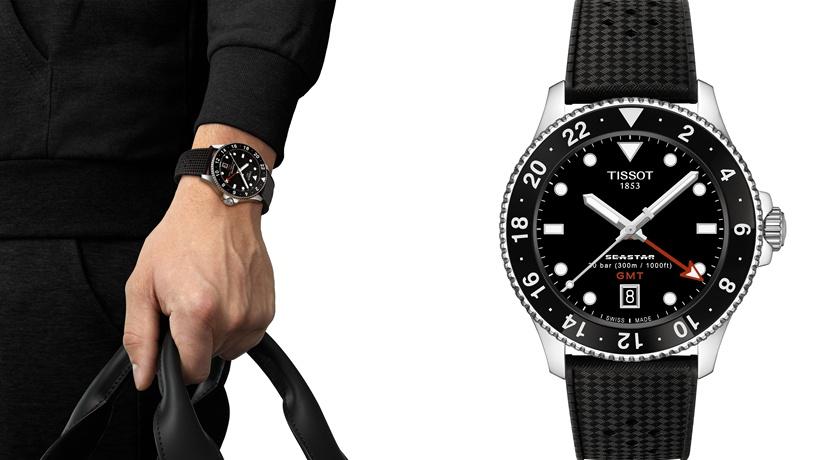 TISSOT Seastar 1000 Quartz GMT腕錶，黑色款，14,700元。