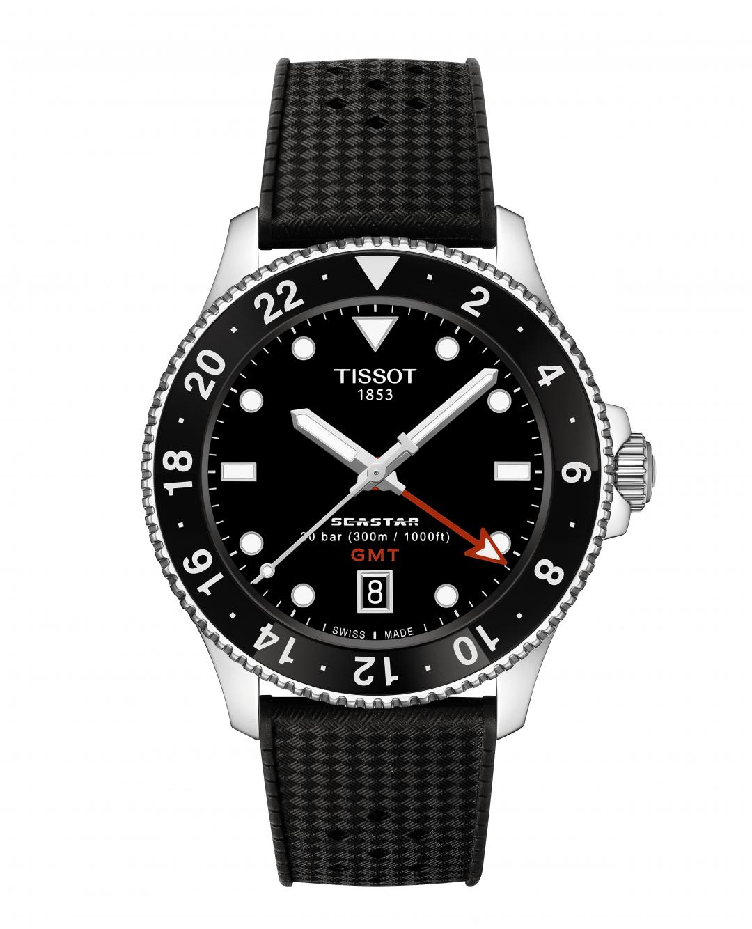 TISSOT Seastar 1000 GMT系列全黑款，14,700元。