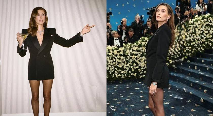 MET GALA 2025紅毯上，海莉以一身簡約優雅造型亮相。