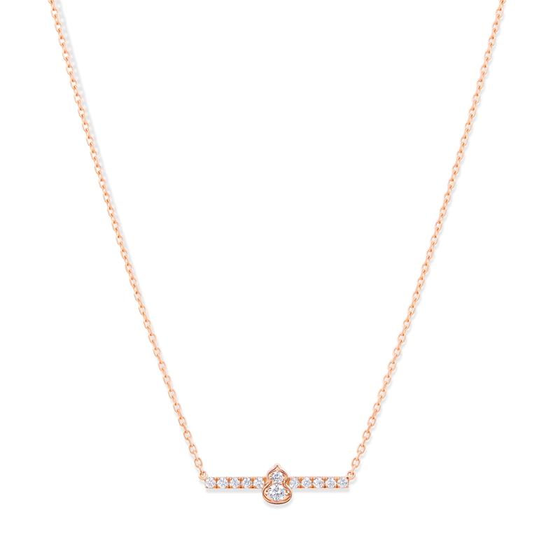 Wulu Mini 18K 玫瑰金鑲鑽項鍊，61,000元。（Qeelin提供）