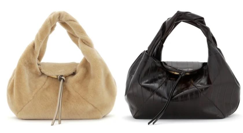 FENDI Spy Bag米色翻羊毛款、咖啡色鰻魚皮革款。