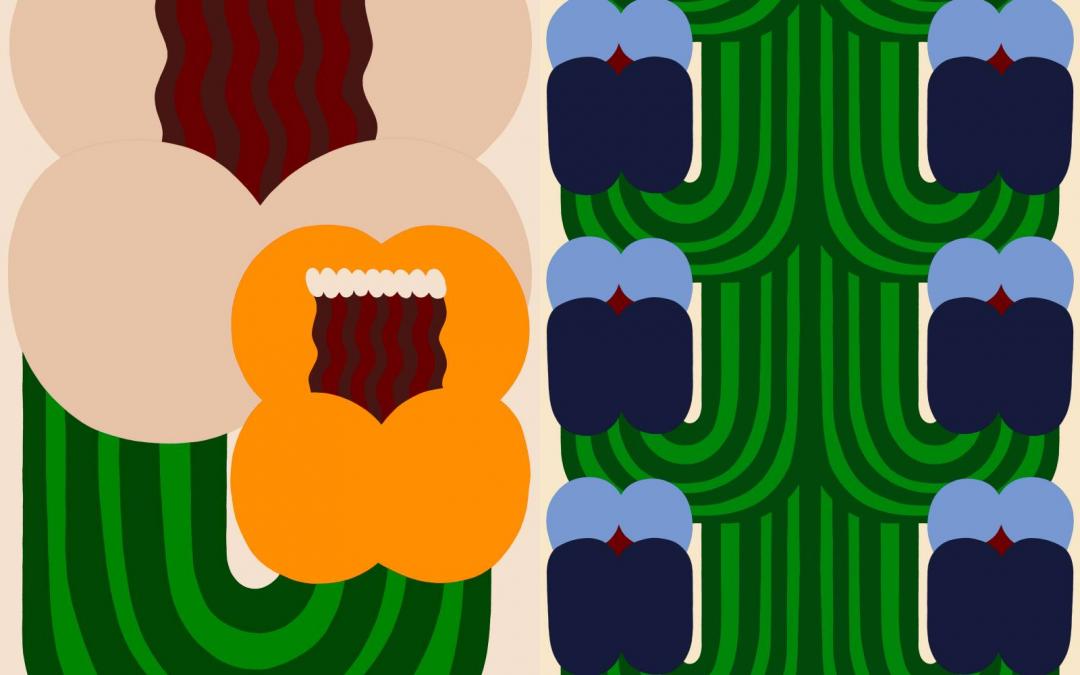 扭曲、鏡像排列等描繪充滿想像力的花朵世界。