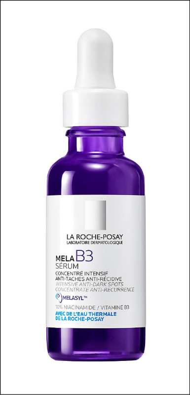 理膚寶水MELA B3淡斑淨亮精華，30ml／2,080元，含有專利麥拉色鏈MELASYL™、高濃度10%菸鹼醯胺、LHA辛醯水楊酸、A酯及肌肽。