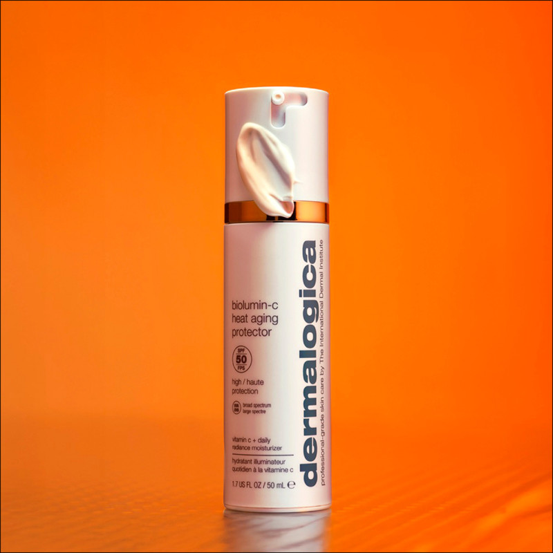dermalogica德卡 瞬效C熱防禦隔離霜SPF50，50ml／3,400元，運用酸漿果萃取、毛蕊花萃取物與維他命E等成分打造「熱能釋放科技」，建議外出日曬前15分鐘使用。