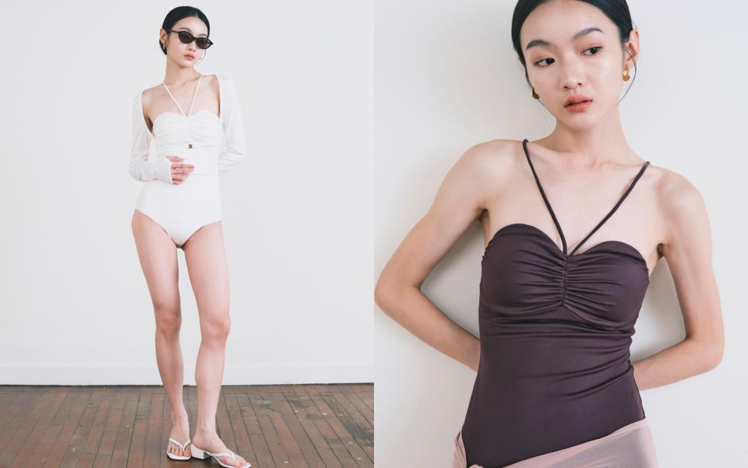 平口抽皺連身泳衣，售價NT$2,280元。