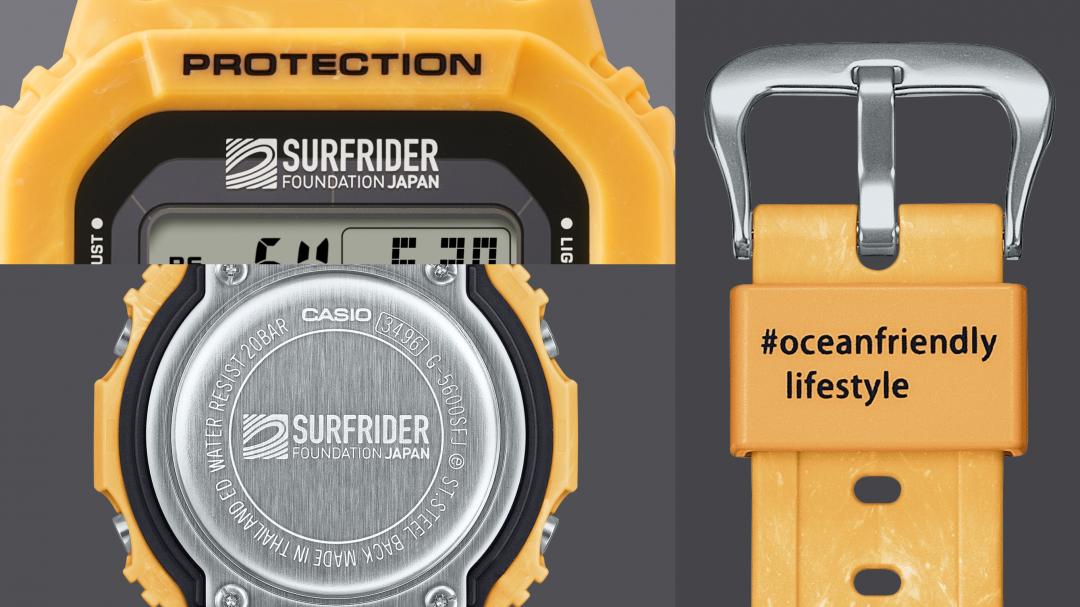 錶盤和背蓋都裝飾SURFRIDER FOUNDATION JAPAN Logo，錶帶扣環印有「#oceanfriendly lifestyle」主題標籤。