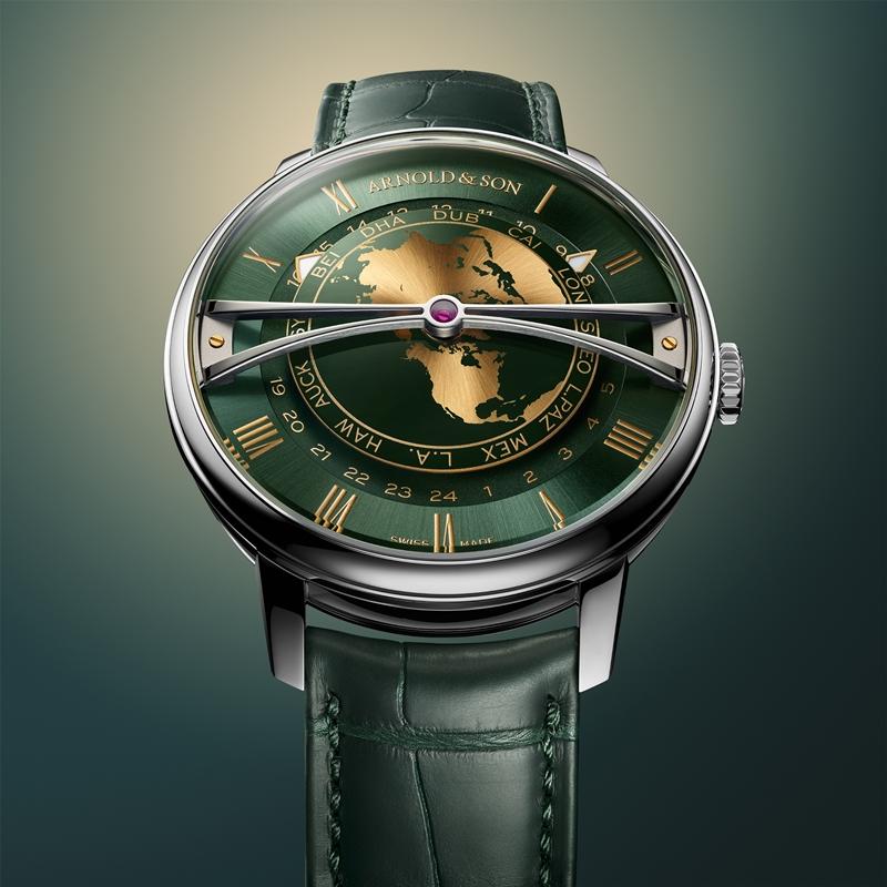 Globetrotter 42 精鋼腕錶，Greenwich Green，搭載A&S6122自動上鍊機械機芯，時間顯示、世界時，錶徑42mm，防水深度30米，690,000元，全球限量88只。（SHH Taiwan提供）