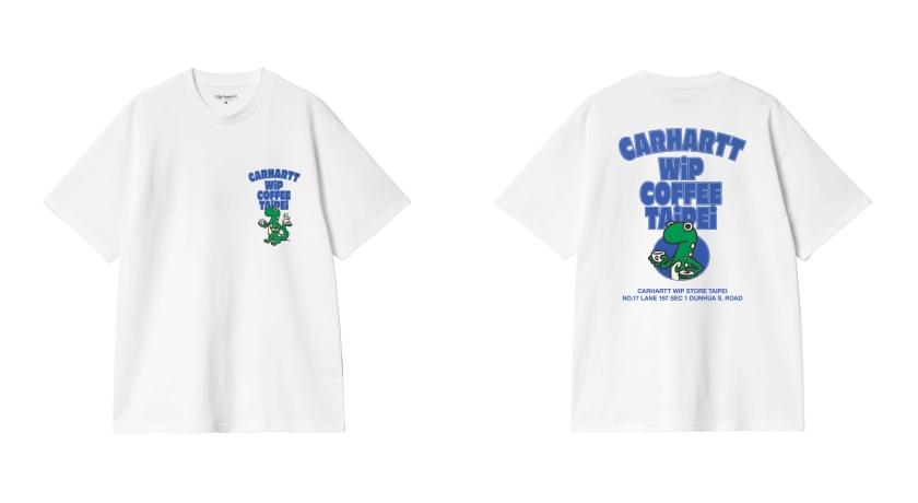 台北限定Tee白色款是山椒魚端著咖啡的可愛圖騰，售價NT$2,480元。
