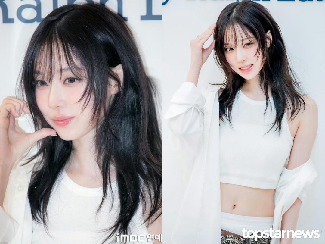 Winter身著全白造型搭配白皙肌膚，化身冬日雪國女神。