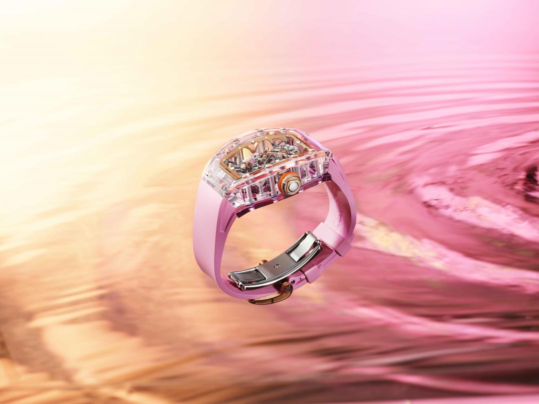 RICHARD MILLE RM 75-01飛行陀飛輪藍寶石水晶腕錶（透明與淡紫色藍寶石水晶款），全球限量10只，價格店洽。