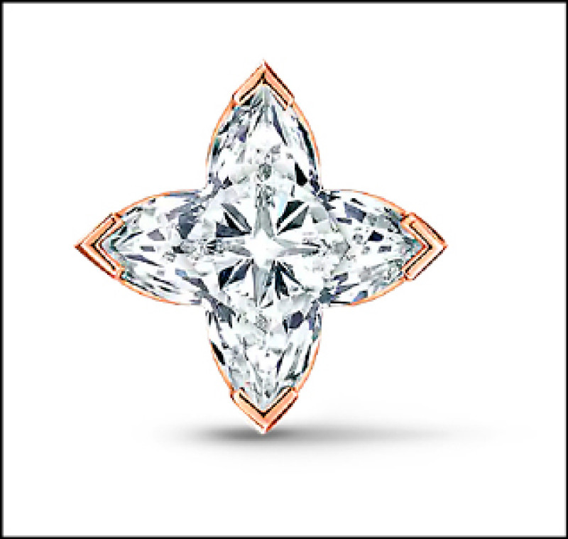 LV Diamonds單枚耳環搭配LV Monogram Star切割鑽石，90,000元起。