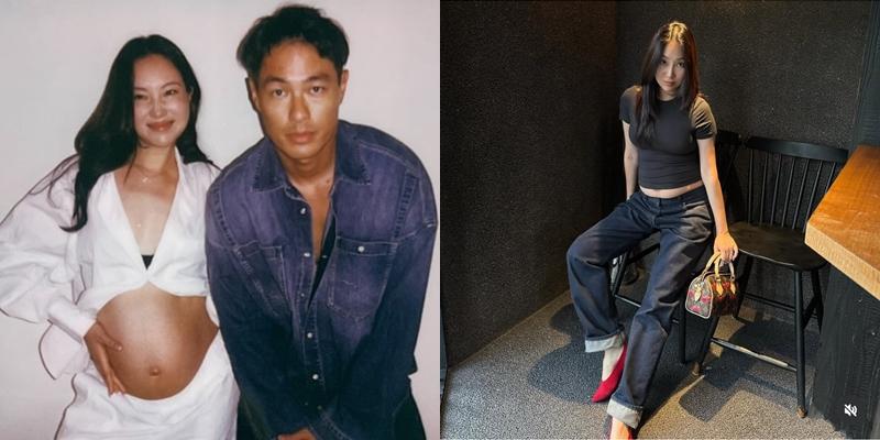 懷著第三胎的Melinda，依舊維持時髦風格，大方秀孕肚拍攝美照。（翻攝自instagram）