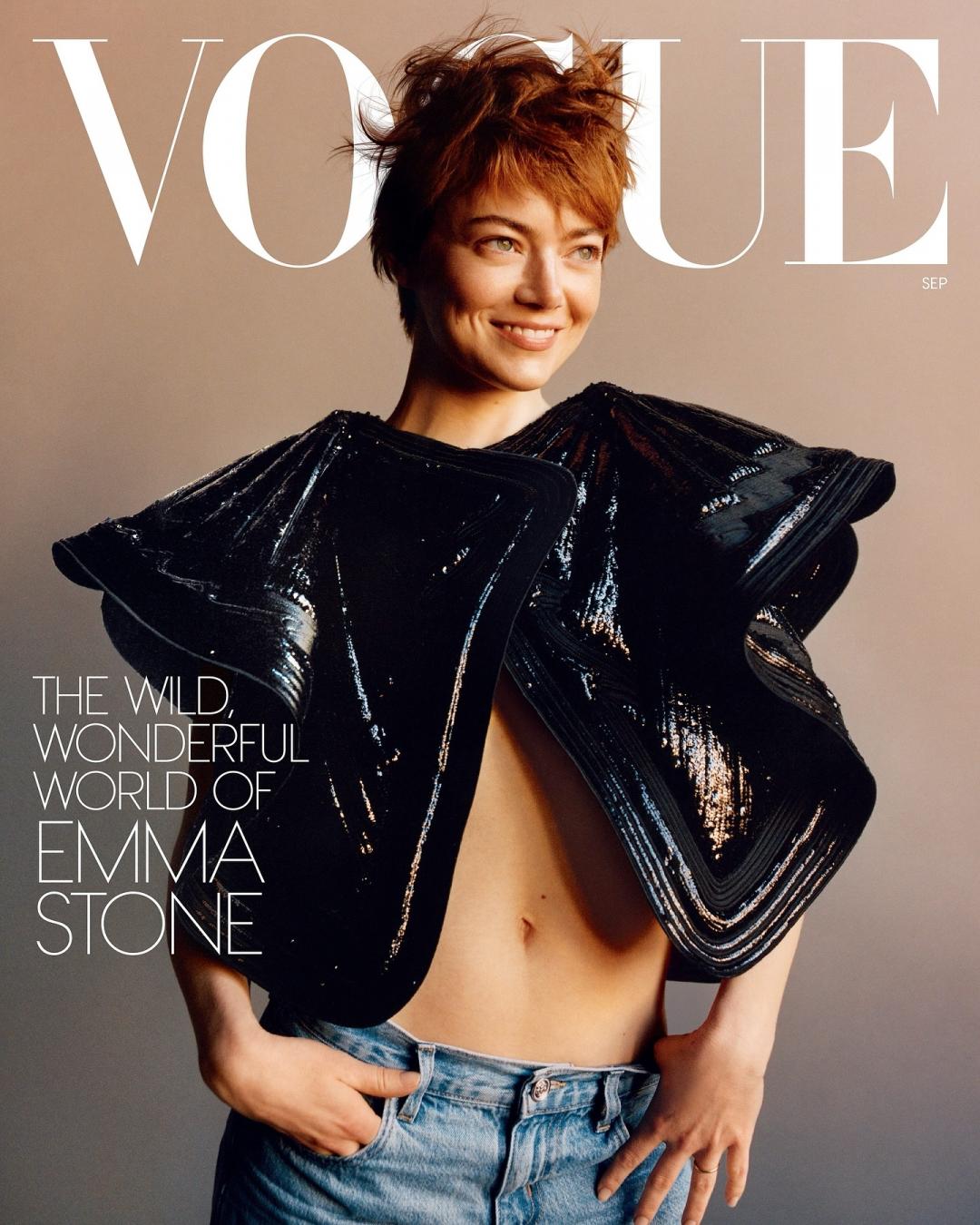艾瑪史東登上時尚雜誌《VOGUE》美國版9月號封面，Louis Vuitton端出特別訂製款為她撐腰。