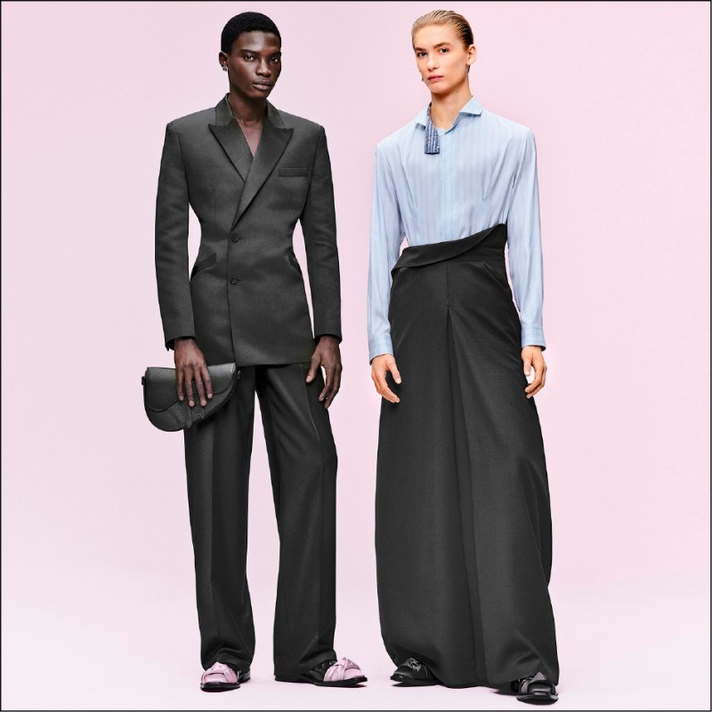 Dior 2025冬季男裝系列的剪裁輪廓，致敬迪奧先生在1954年提出的H線條輪廓。