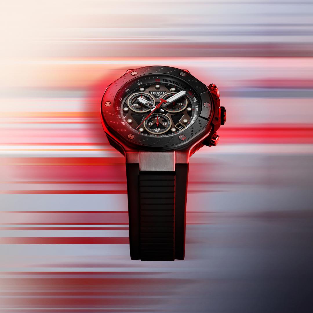 TISSOT MotoGP鏤空石英計時腕錶限量版，全球限量8,000套，20,800元。