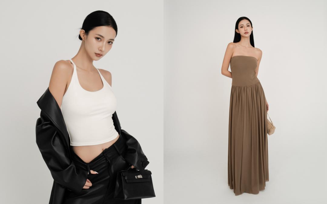 CHENN CHENN（左起）天絲細肩挖背BRATOP，售價NT$890元；網紗彈力平口BRA長洋裝，售價NT$1,580元。
