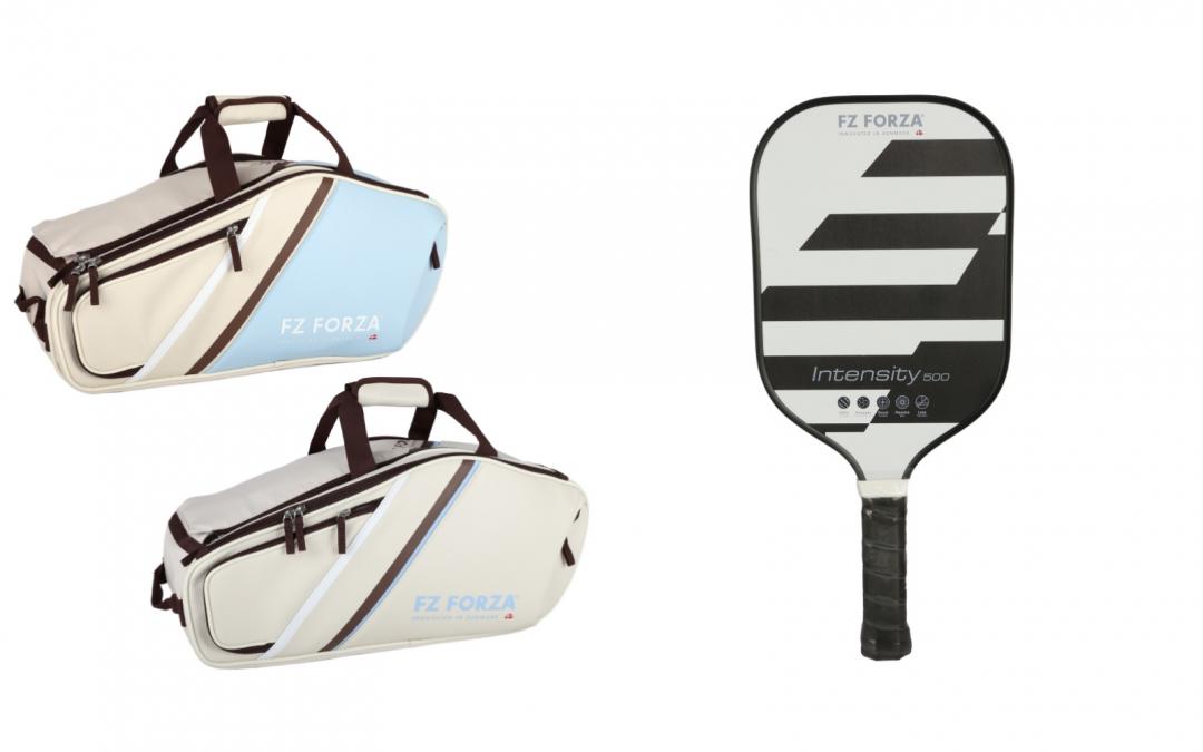 （左起）DINK LINE4支裝拍包（NT$2,400）；匹克球系列球拍#INTENSITY 500（NT$3,200）。