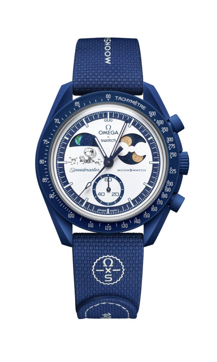 OMEGA聯名SWATCH，推出全新Misson To Earthphase –Moonshine Gold腕錶，9月8日起於SWATCH西門町形象店與台北101概念店開賣，12,150元。(SWATCH提供，以下同)