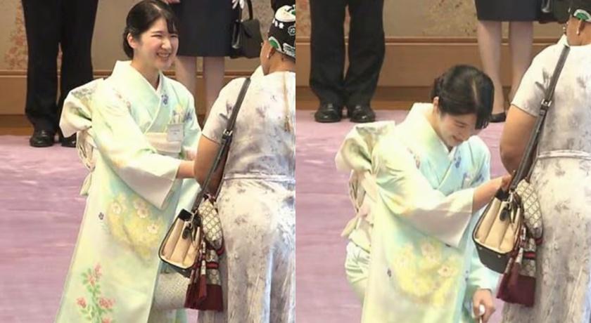 愛子公主選擇了「京友禪」的柔美振袖，以優雅屈膝禮迎接外賓。