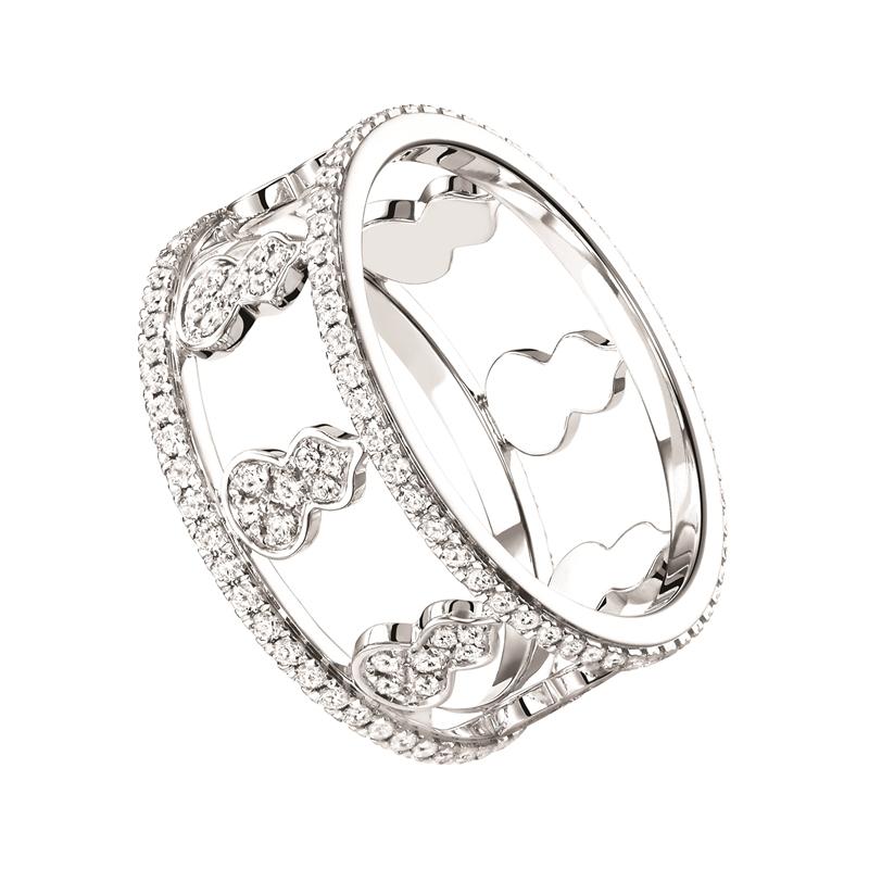 Wulu 18K 白金全鑽葫蘆小八福戒指，209,000元。（品牌提供）