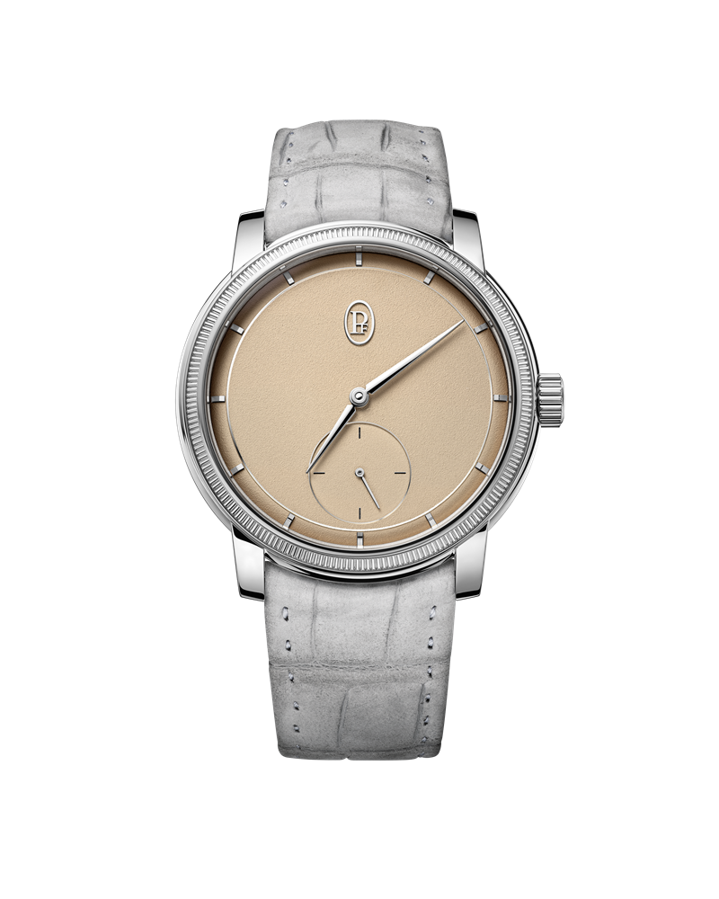 Toric Petite Seconde鉑金黃金時刻版，搭載PF780-18K玫瑰金手動上鍊自製機芯，拋光鉑金錶殼，時間顯示、小秒盤，錶徑40.6mm，防水深度30米，全球限量50只。（Parmigiani Fleurier提供）