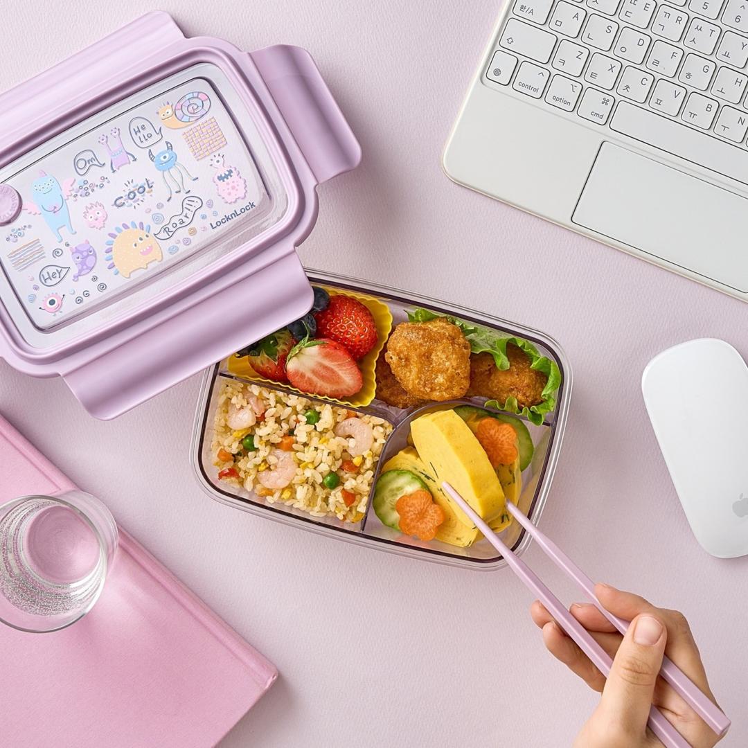 怪好吃ECOZEN三分隔便當盒，分隔設計不止防止食物串味，也方便管控熱量，579元起。(樂扣樂扣提供，以下同)