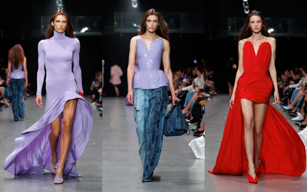 晚裝出現許多雕塑感的輪廓，柔和而立體的線條，突顯女人剛毅姿態。