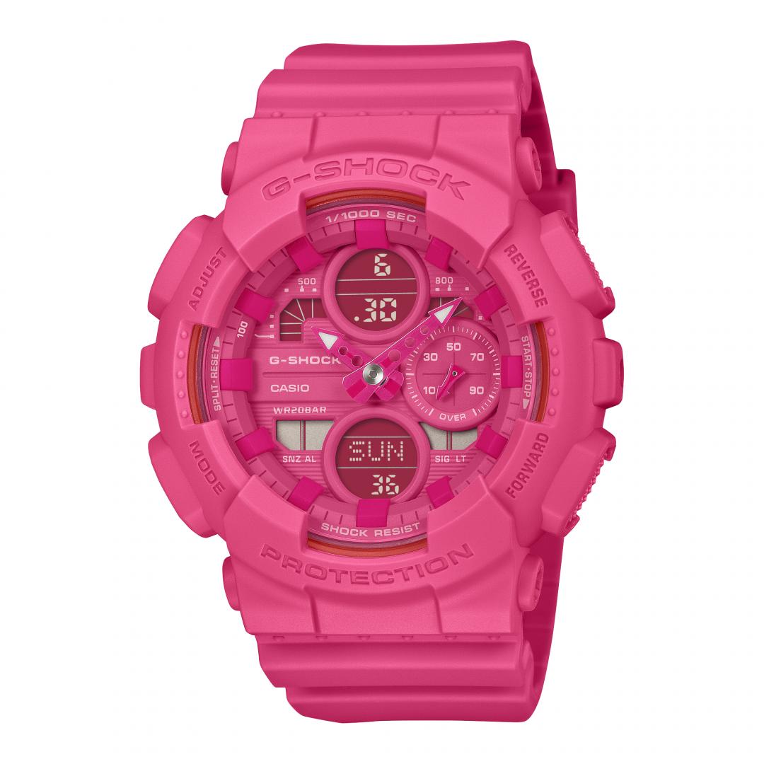 G-SHOCK再次以粉紅絲帶為靈感打造全新錶款GMA-S145PK-4A，響應乳癌防治，3,800元。（G-SHOCK提供，以下同）