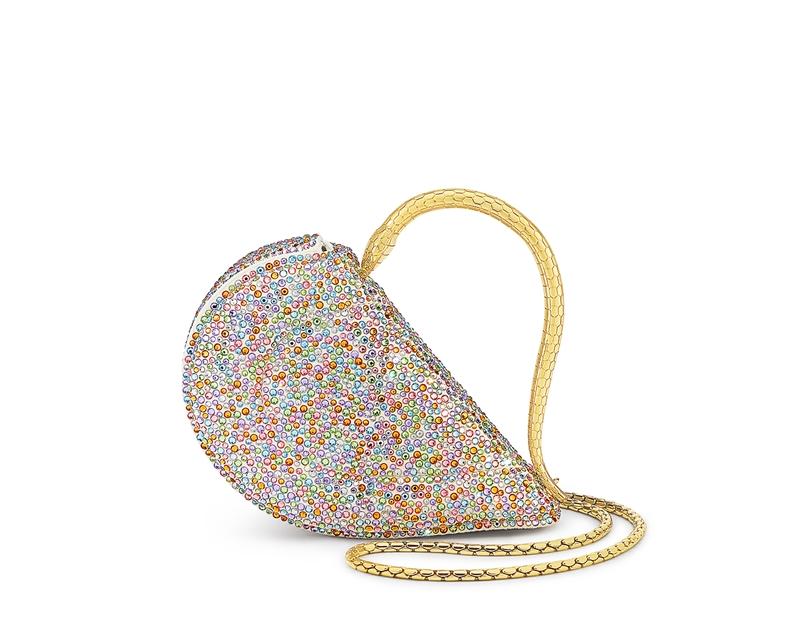 BVLGARI Serpenti Cuore 1968 彩色水晶小牛皮迷你提包。（BVLGARI提供）