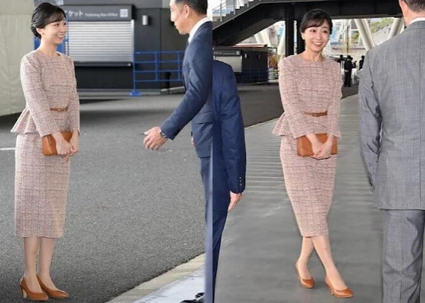 佳子公主一身長袖粗花呢洋裝，是秋天最好的打扮。（翻攝自ig@royal.fashion.daily）
