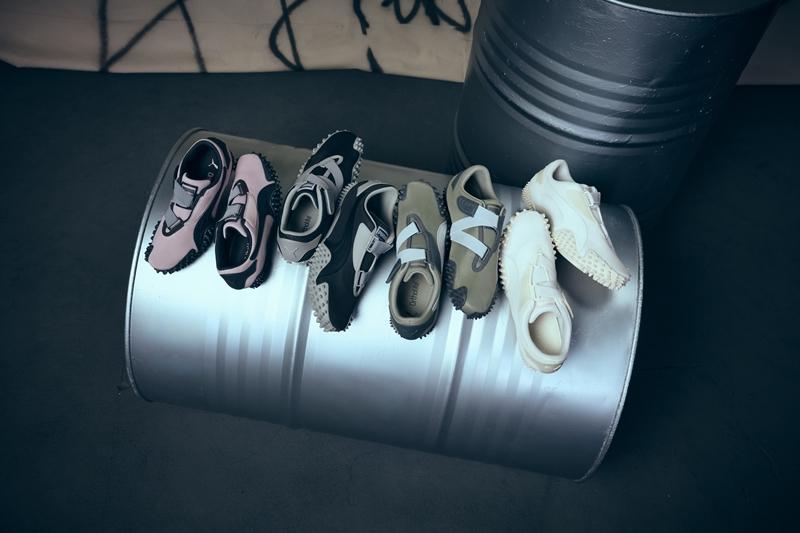 左起：MOSTRO OG Prime Venom Rose（毒玫粉）、Void（虛空黑）、Urban Moss（城苔綠）、Phantom Ivory（幻象白），每雙皆為3,980元。（PUMA提供）