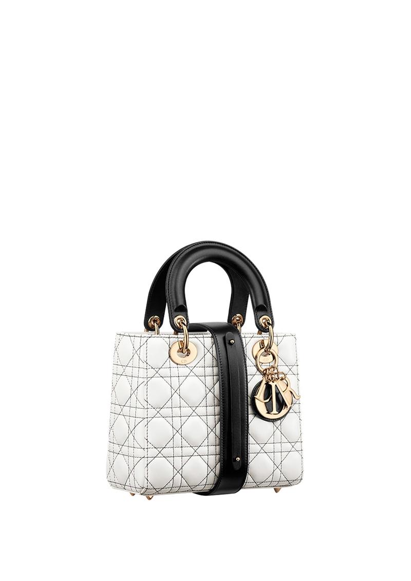 My ABCDior Lady Dior黑白Cannage籐格紋小羊皮包款，215,000元。（Dior提供）