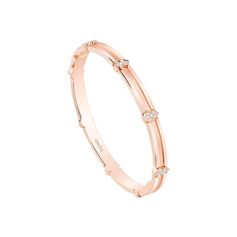 Wulu Eternity 18K 玫瑰金鑽石手鐲,319,500元。(Qeelin提供)