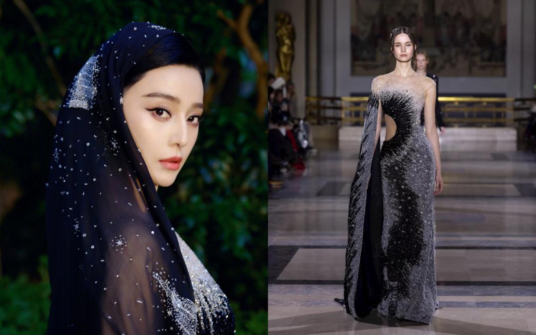 為了增添畫面張力,範冰冰將單側披風改成頭紗,跟上近來「廢土風」趨勢。