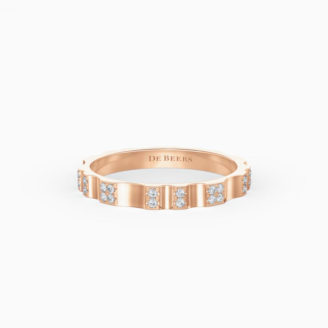 De Beers RVL 18K玫瑰金鑲鑽戒指,2.6mm,58,000元。