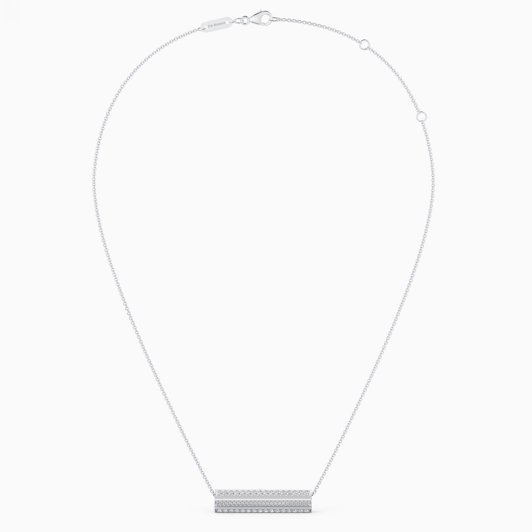 De Beers RVL 18K白金鑽石吊墜項鍊,187,000元。