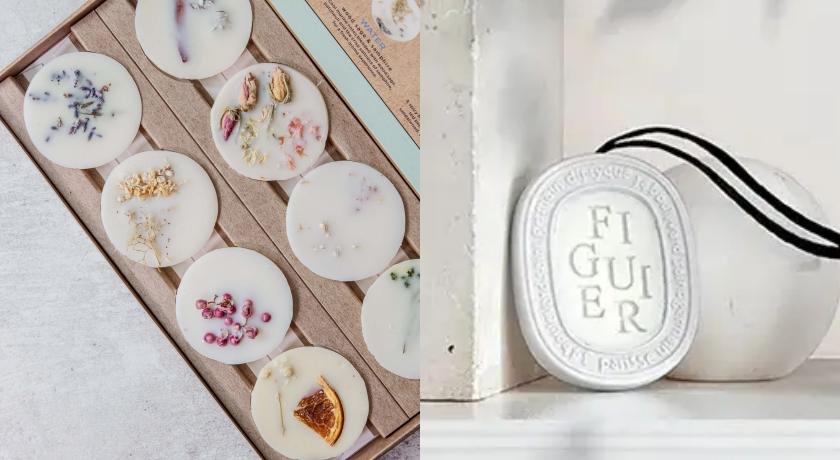 香氛蠟將精油滴入蠟中達到緩釋，不用點燃放著就能香香的。