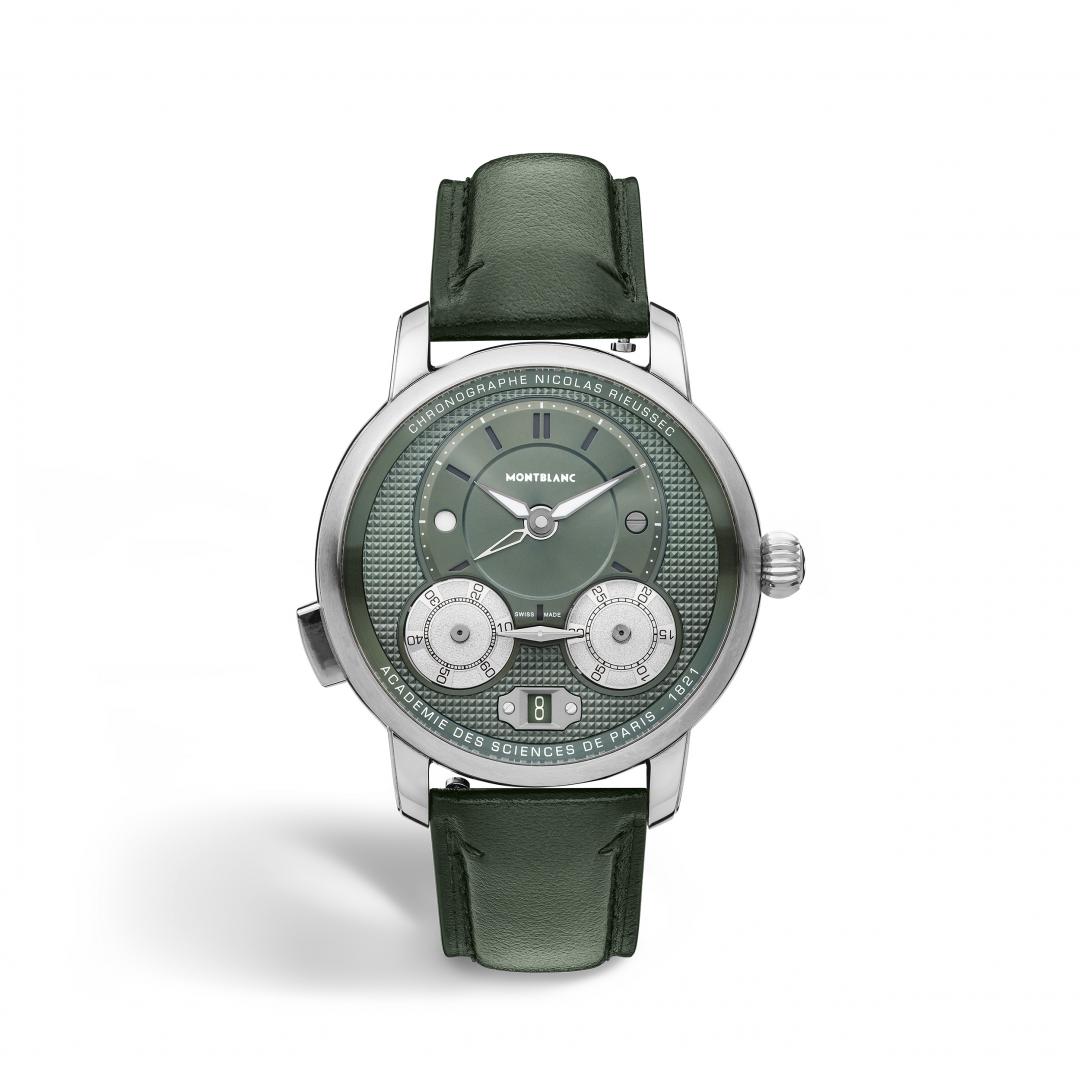 MONTBLANC明星傳承系列Nicolas Rieussec計時腕錶推，280,300元。(MONTBLANC提供，以下同)