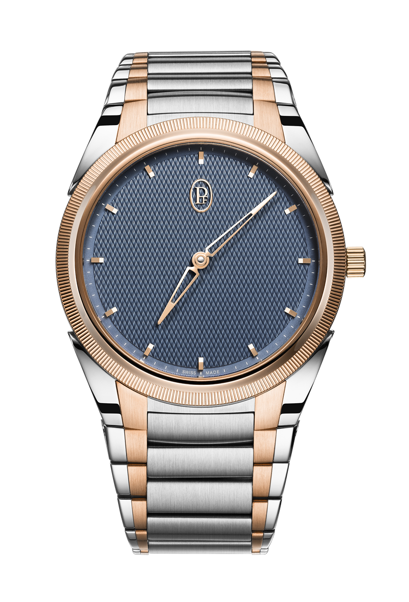 TONDA PF精鋼與玫瑰金雙色腕錶，搭載PF703自動上鏈自製機芯，拋光與緞面打磨精鋼與玫瑰金錶殼，時間顯示，錶徑40mm，防水深度100米。（Parmigiani Fleurier提供）