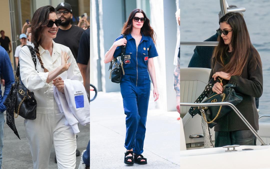 安海瑟薇近期三度被拍到以不同風格搭配Panthea包款。