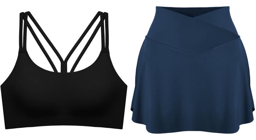 Lily幫媽媽挑選的修身單品：美背運動內衣（NT$1,580）、V型⾼腰運動褲裙（NT$1,980）。