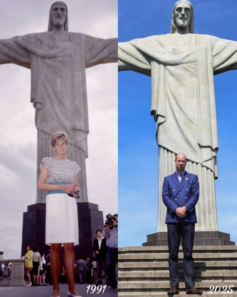 威廉王子與黛安娜王妃留下相同照片。(翻攝自X)