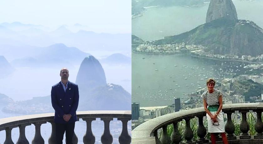 威廉王子和黛安娜王妃展現默契。(美聯社、翻攝自X)