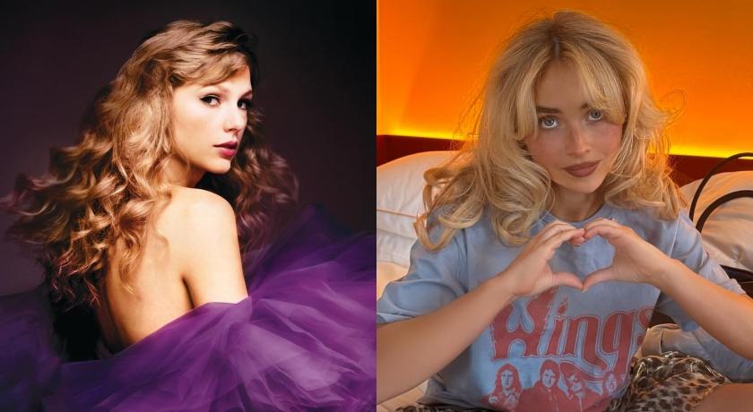 莎賓娜卡本特（右）因2023年擔任泰勒絲（左）北美巡迴演唱會嘉賓爆紅，兩人後來也近一步建立好交情。