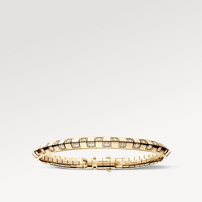 Le Damier de Louis Vuitton粗版手鐲，黃K金及鑽石，685,000元。（Louis Vuitton提供）