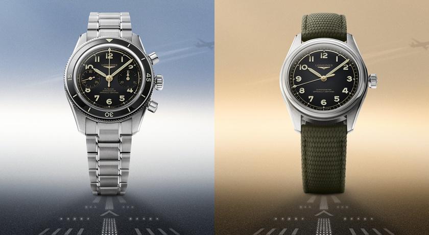 (左)Spirit Pilot先行者飛行員系列飛返計時手動上鍊腕錶，164,800元；(右)Spirit Pilot先行者飛行員系列大三貞腕錶，78,800元。