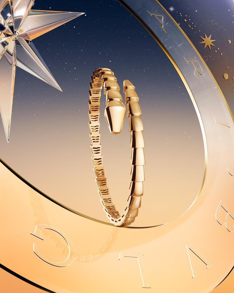 BVLGARI Serpenti Viper黃K金手環。（BVLGARI提供）