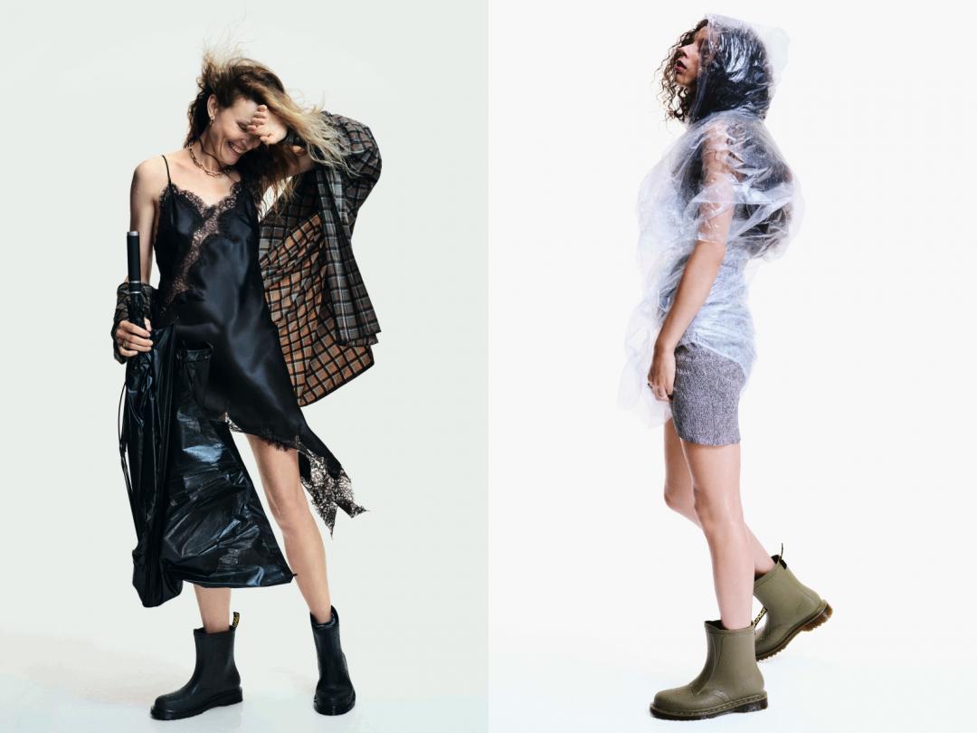 無論是辣妹或是休閒風，搭配一雙1460防水雨靴，依舊能穿出有型風格。